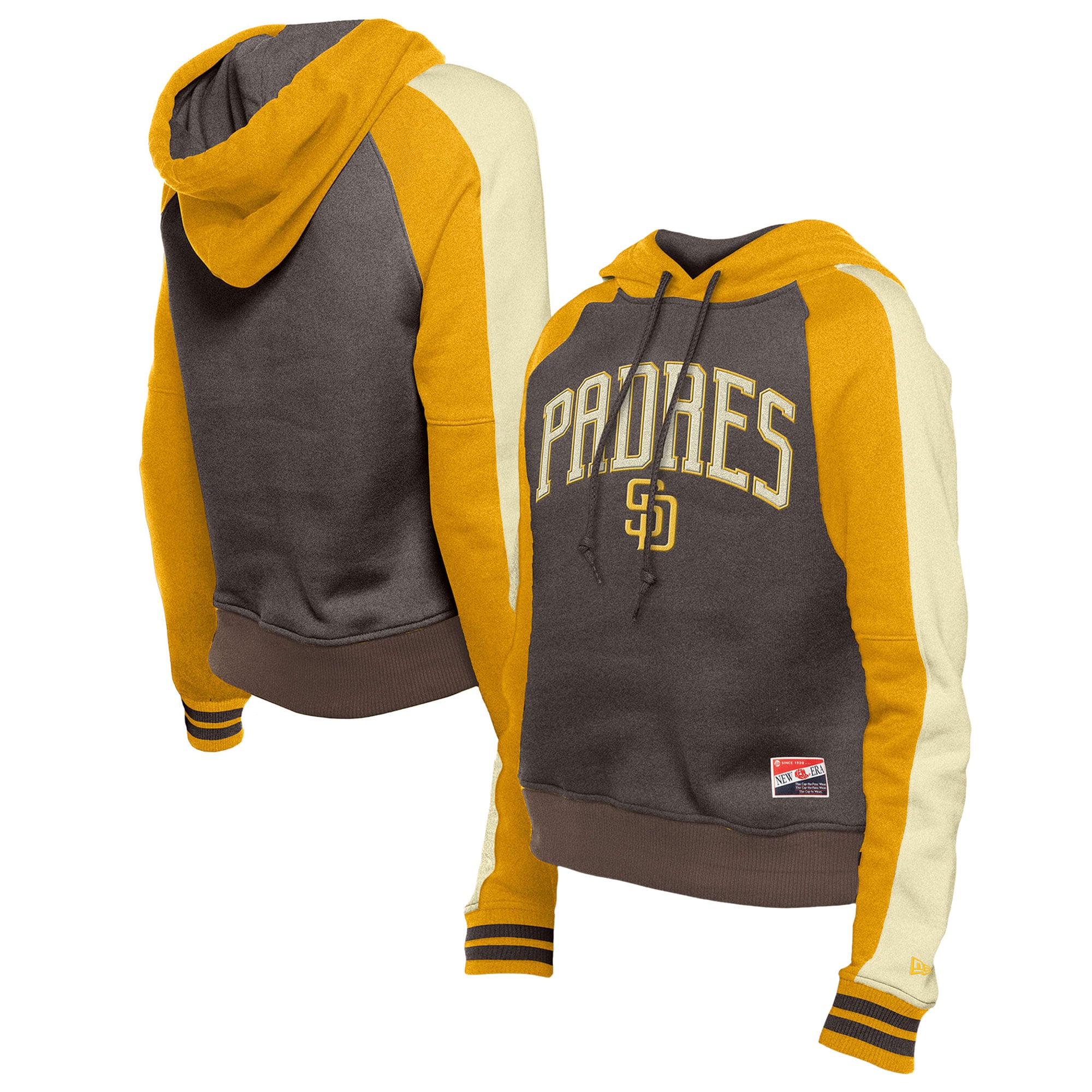 Women's New Era  Brown San Diego Padres Cooperstown Collection Cropped Raglan Pullover Hoodie